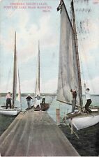 Vintage Postcard Manister Michigan MI Onekama Sailing Club Portage Lake 1913 590 picture