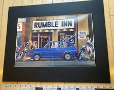 1984 David Mann Motorcycle Easyriders Rumble Inn 16x20 Matted Biker Art Print picture
