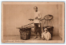 c1940's Chinese Pork Butcher Jakarta Indonesia Vintage Unposted Postcard picture
