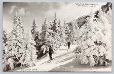 Postcard RPCC Winter Wonderland Skiing Mt Mansfeild VT 1940'S picture