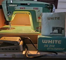Vintage White Brand Sewing Machine, With Extras In Case. WORKS GREAT picture