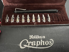 Pelikan Graphos Pen Fountain Pen With Pencil Case And Nibs Vintage picture