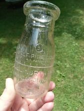 Mt. Airy NC North Carolina 3 Cent Embossed Half Pint Glass Milk Bottle Duraglas picture