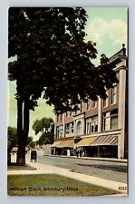 Amesbury MA-Massachusetts, Scenic View Of Wilman Block, Vintage Postcard picture