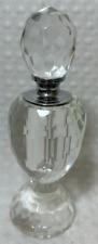 VINTAGE CUT GLASS PERFUME BOTTLE WITH GLASS STOPPER SILVER EXCELLENT picture
