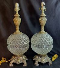 1971 Vtg Ef & Ef Industries Lamps x 2 Clear Glass Raised Diamond Pattern No 519 picture