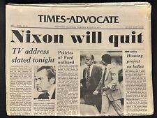 August 8, 1974-Escondido Times-Advocate Newspaper-NIXON RESIGNS-Vintag San Diego picture