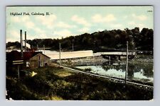 Galesburg IL-Illinois, Birds Eye View Highland Park, Antique Vintage Postcard picture
