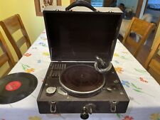 Works SEE VIDEO Hand Crack RECORD PLAYER Antique PHONOGRAPH w Needles PORTABLE picture