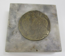 Vintage Greek Coin on Marble / Stone Paperweight picture
