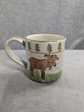 Mesa International Pottery Moose Mug Hand Painted Coffee Tea Mug Christmas Trees picture