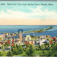 1937 Duluth, MN Birds Eye from Skyline Drive Shipping Canal Lift Full Bleed A228 picture