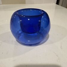 VTG Hand Blown Cobalt Blue Votive Tealight Holder Candle Included Mint Condition picture