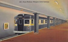 Chicago IL Illinois Train Platform Station Depot Subway Linen Postcard L12 picture