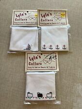 3 Vintage LYLE’S Sweat & T-Shirt Novelty COLLARS Sew-On Notions Nautical & Sheep picture