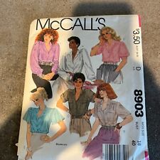 Vintage 80s McCalls Pattern 8903 Misses SZ 18 Blouses picture