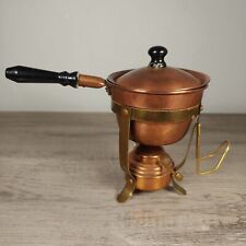 Vintage Miniature Copper Clad Pot Lidded Chafing Dish w Burner Doll Sized Japan picture