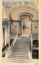 Postcard Interior Bancroft Hall, U.S. Naval Academy, Annapolis, Maryland Vintage picture