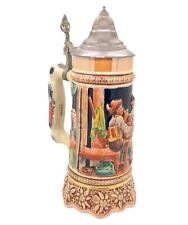 German Lidded Beer Stein Thorens Swiss Music Box Base When Lifted Pewter Lid picture