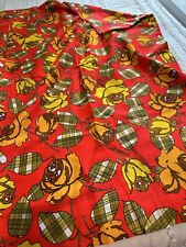 Vintage 60s 70s Mod Hippie Flower Power MCM Bold Floral Fabric 3 Yards Red Orang picture