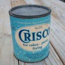 Crisco Can with Star Design 3 LB Metal Can with Paper Label and Lid RARE Vintage picture