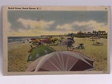 Postcard Beach Scene Beach Haven New Jersey Beach Umbrellas Unposted Linen picture