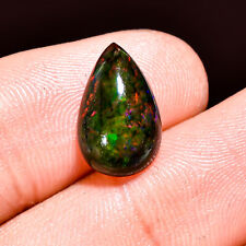 02.35Cts. Natural Welo Fire Black Ethiopian Opal Pear Cabochon Loose Gemstone picture