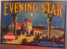 Antique 1930s Vintage Evening Star Crate Label, San Fernando, CA picture