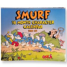 Vintage Smurf 16 Month Calendar 1982 - 1983 No Writing, Brightly Colored Prints picture