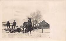 J72/ Interesting RPPC Postcard c1910 Horse Sleigh Men Barn 420 picture