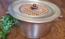 Georges Briard Warming Pot Teak & Gold Accents Atomic Danish .  RARE. 10x5 in.  picture