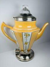 VTG Royal Rochester Fraunfelter Orange Luster Porcelain Coffee Percolator W/Cord picture
