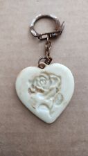 VINTAGE Hong Kong ROSE Heart Souvenir Keychain, KEYRING, FOB CU CLASSIC  picture