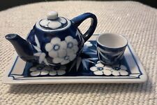 Vintage Blue & White Demitasse Tea Service - Circa 1980s - Made in Vietnam picture