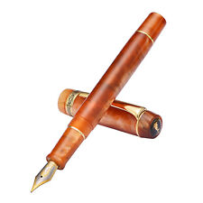 Kaigelu 316A Celluloid Fountain Pen, Iridium EF/F/M Nib Beautiful Brown Gift Pen picture
