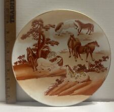 Vintage Macau Porcelain Dish W/Horses Chinese Japanese Iron Red Ceramic Plate picture