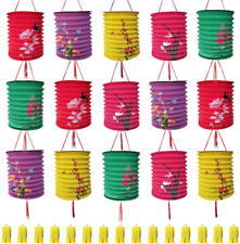 15Pack Chinese Japanese Hanging Paper Lanterns with LED Lights, Colorful Asian F picture