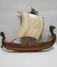 Vintage 1960s Syroco Wood Wall Art, Viking Ship, Pirate Boat, Original Label picture