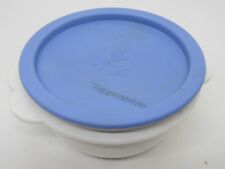 Vintage Tupperware 16 oz 25144-4 Round White Blue Lidded Bowl. picture