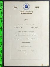 Antique 1926 Bell Systems Telephone Anniversary Banquet Dinner Menu picture