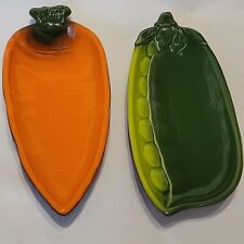 Vintage Peas and Carrot Ceramic Serving Dish USA Pottery 10 11 Mid Century picture