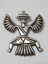 LARGE ANTIQUE HEAVY NAVAJO INDIAN STERLING SILVER KNIFEWING PIN picture