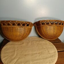 Vintage Dart Industries Faux Wicker Wall Pockets, Planters, Plastic, 1978 picture