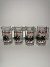 4 - 1989 Vintage Clydesdales Budweiser Collectible Holiday Glass 12 oz Beer Mugs picture