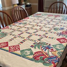 Vintage Estate Mexican Themed Table Cloth 54x74 A Real Beautiful Vivid Colors picture
