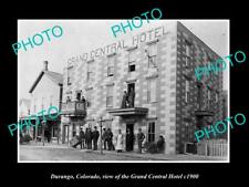 OLD POSTCARD SIZE PHOTO OF DURANGO COLORADO THE GRAND CENTRAL HOTEL c1900 picture
