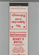 Matchbook Cover Benny's Motel Ontario, CA picture