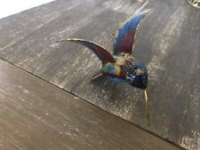 VINTAGE Cloisonne Enamel HUMMINGBIRD Ornament/Fan Pull METAL Multicolor DECOR picture