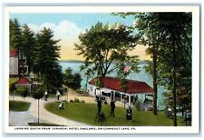 c1930's Looking South From Veranda Hotel Oakland On Conneaut Lake PA Postcard picture