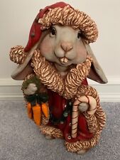 Festive Easter Bunny Rabbit Statue Dressed in Santa Outfit 13